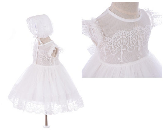 Lightweight Baby Girl Lace Baptism – Infant Princess Gown Breathable Formal Dress