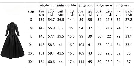 Halloween Medieval Costume Women's High-Collar Grand Ruffle Hem Retro Long Dress