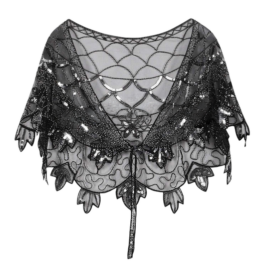 1920s Sequin Cape Shawl – Gatsby Flapper Evening Wrap