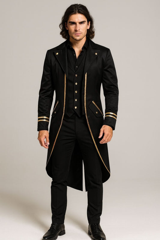 Men's Steampunk Tailcoat Jacket Medieval Gothic Victorian Coat Halloween Costume