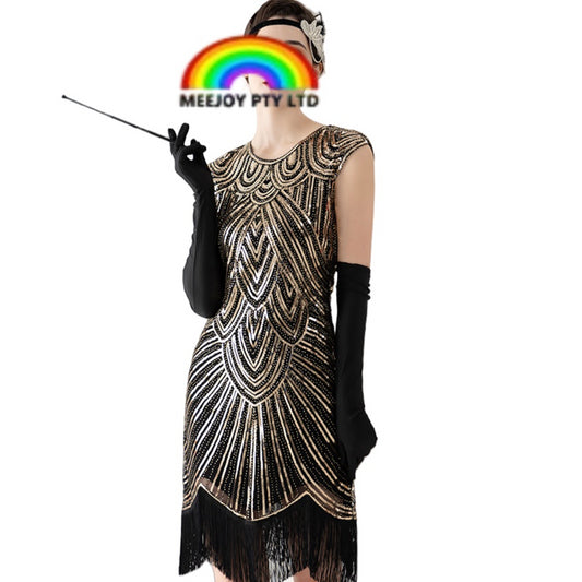 Deluxe Black Gold 1920s Flapper Dress | Women’s Gatsby Costume