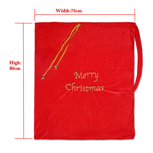 Large Christmas Gift Bag Santa Sack Red Velvet Merry Christmas Lucky Bag 75×89cm