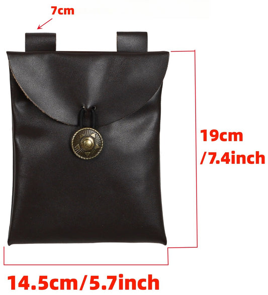 Medieval Knight PU Leather Belt with Pouch Renaissance LARP Storage Bag Cosplay