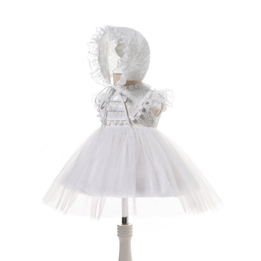Lightweight Breathable Baby Girl Lace Dress – Puffy Tulle Princess Gown