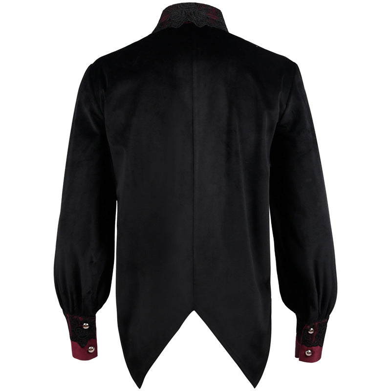 Renaissance Men's Pirate Shirt – Gothic Medieval Costume Black & Red