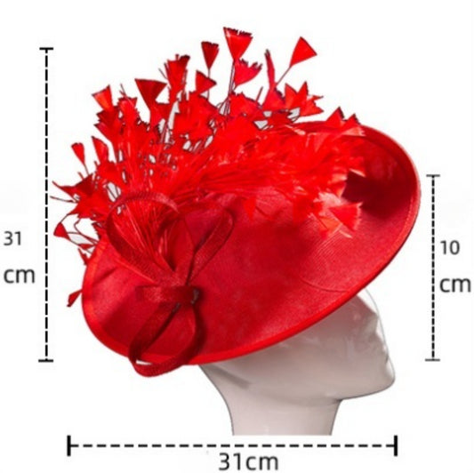 Elegant Women’s Faux Linen Feather Headpiece – Melbourne Cup Fascinator Hat for Weddings, Evening Parties, Races, and Formal Fashion Events