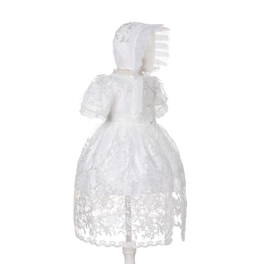 Luxury Baby Girl Lace Baptism Gown Set – Princess Christening Dress with Bonnet and Cape, Vintage Court Style Infant Wedding Outfit THROWBACK COSTUMES MEEJOY