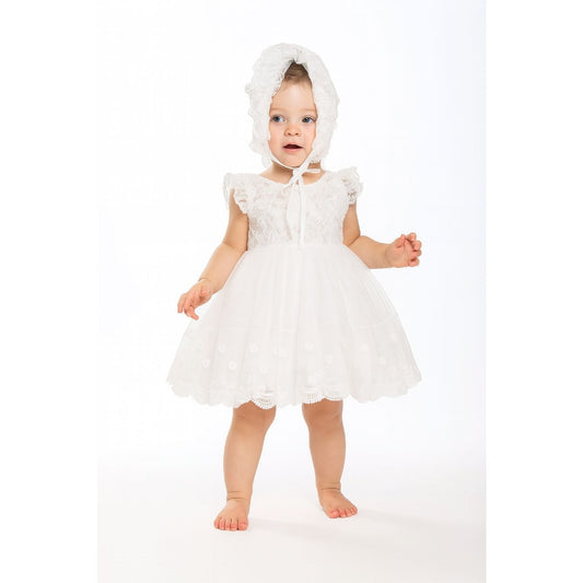 Puffy Skirt & Floral Trim – Baptism, Birthday, or Photoshoot Outfit MEEJOY