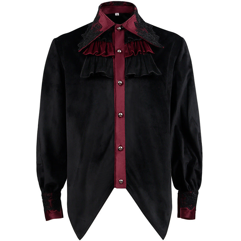 Renaissance Men's Pirate Shirt – Gothic Medieval Costume Black & Red