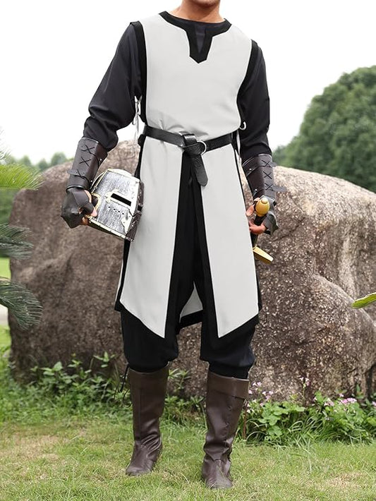 Plus Size Medieval Tabard Templar Knight Robe Vest Renaissance Gothic Tunic Top Warrior Viking Shirt Halloween Costume