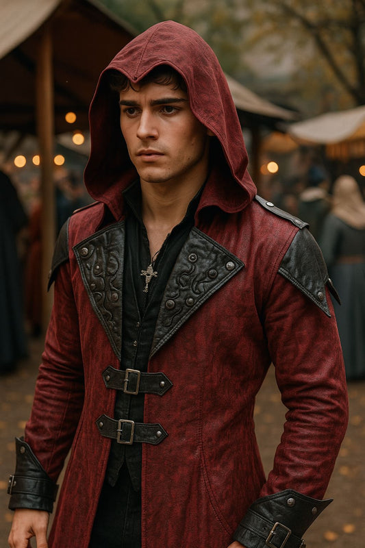 Unisex Victorian Tailcoat Steampunk Gothic Assassin Jacket Halloween Cosplay