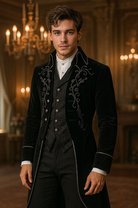 Men's Victorian Jacket Medieval Steampunk Tailcoat Gothic Coat Halloween Costume