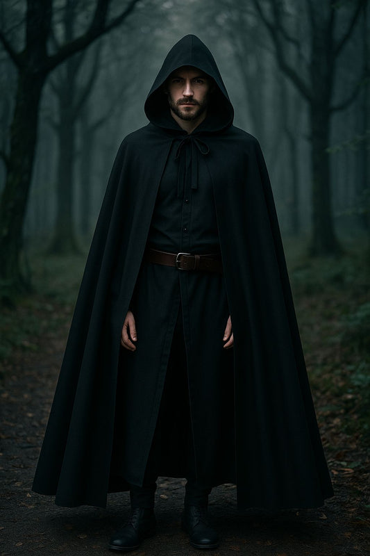 Medieval Hooded Cloak Robe Wizard Monk Cape Halloween Renaissance Cosplay Costume