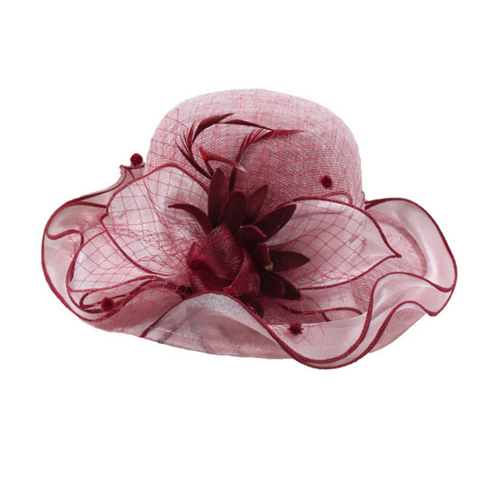 Elegant Women’s Wide Brim Straw Sun Hat with Flower – Vintage Summer Hat for Melbourne Cup, Beach, Holiday & Events
