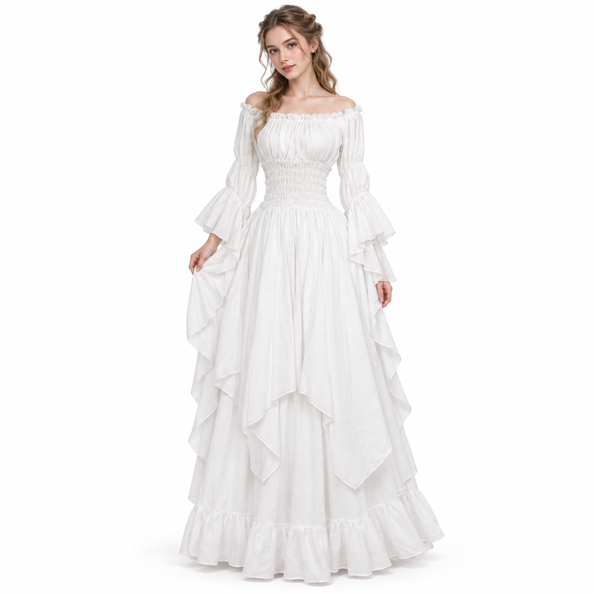 Women's Gothic Victorian Off-Shoulder Maxi Dress – Renaissance Outfit