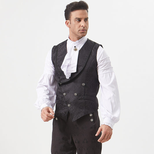 Mens Gothic Jacquard Waistcoat Victorian Steampunk Vest