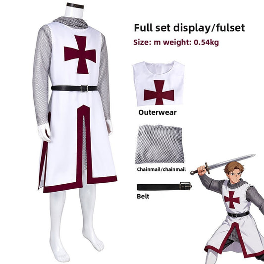 Men's Templar Knight 3-Piece Costume Set – Medieval Crusader Outfit