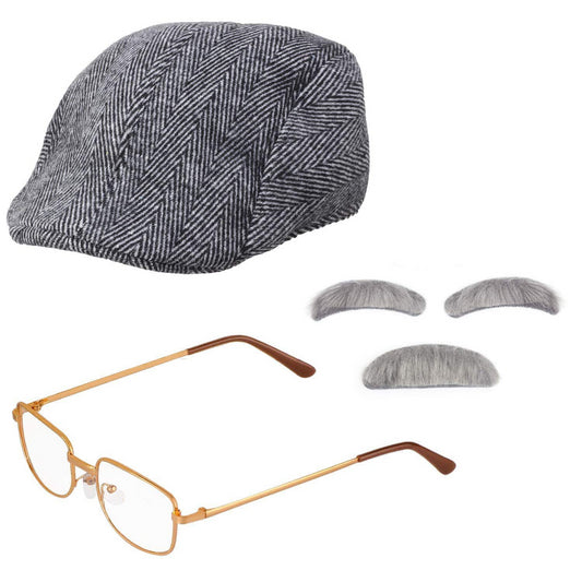 1920s Gatsby Men’s Costume Kit – Hat, Glasses, Fake Mustache