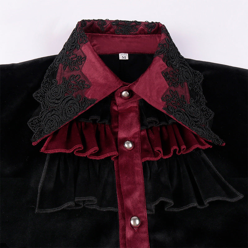 Renaissance Men's Pirate Shirt – Gothic Medieval Costume Black & Red