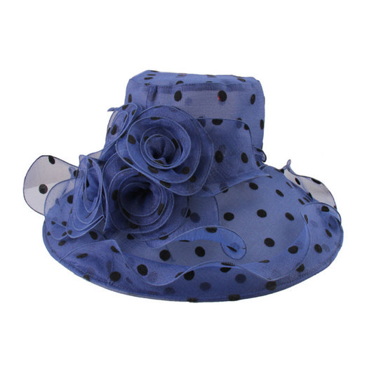 Elegant Women’s Wide Brim Sun Hat – Fold-able Floral & Polka Dot Summer Beach Hat for Outdoor Sun Protection and Garden Parties