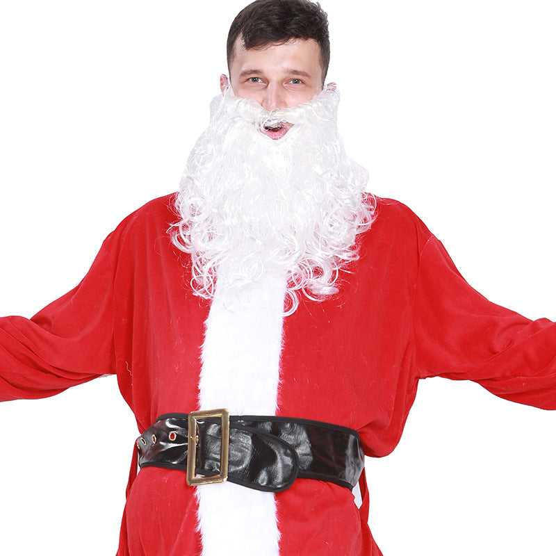Santa Claus Costume 5-Piece Set Christmas Suit Hat Belt Pants Beard Outfit
