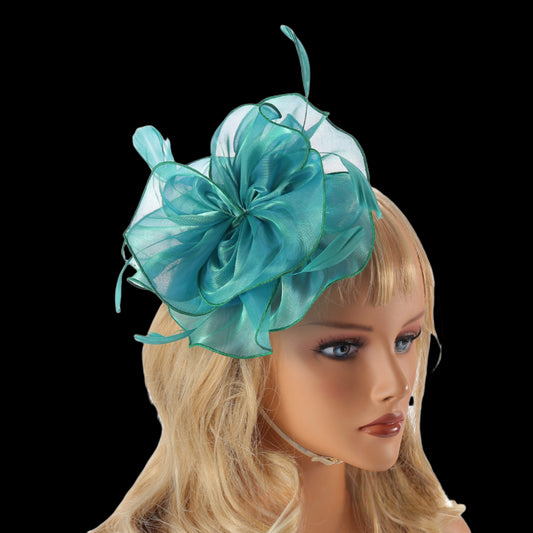 Elegant Women’s Faux Linen Feather Headpiece – Melbourne Cup Fascinator Hat for Weddings, Evening Parties, Races, and Formal Fashion Events
