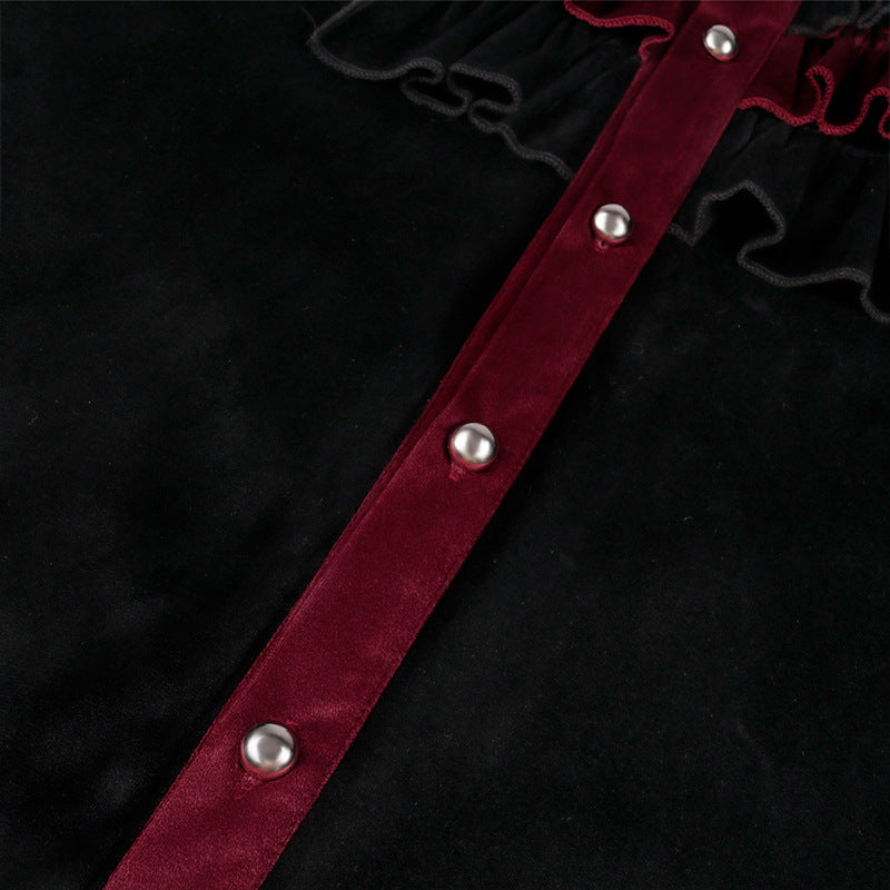 Renaissance Men's Pirate Shirt – Gothic Medieval Costume Black & Red