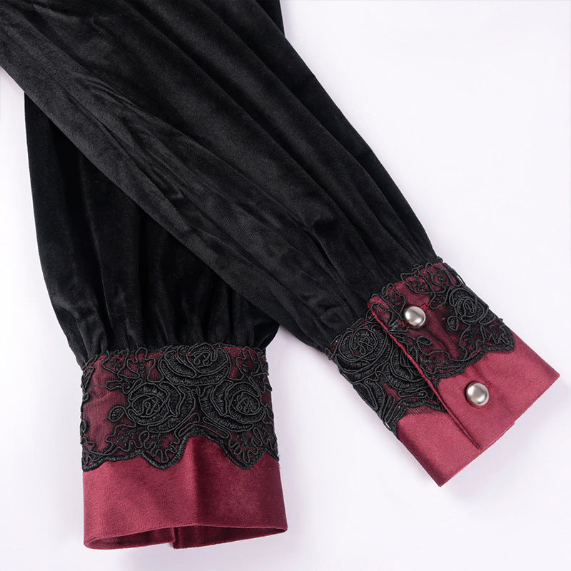 Renaissance Men's Pirate Shirt – Gothic Medieval Costume Black & Red