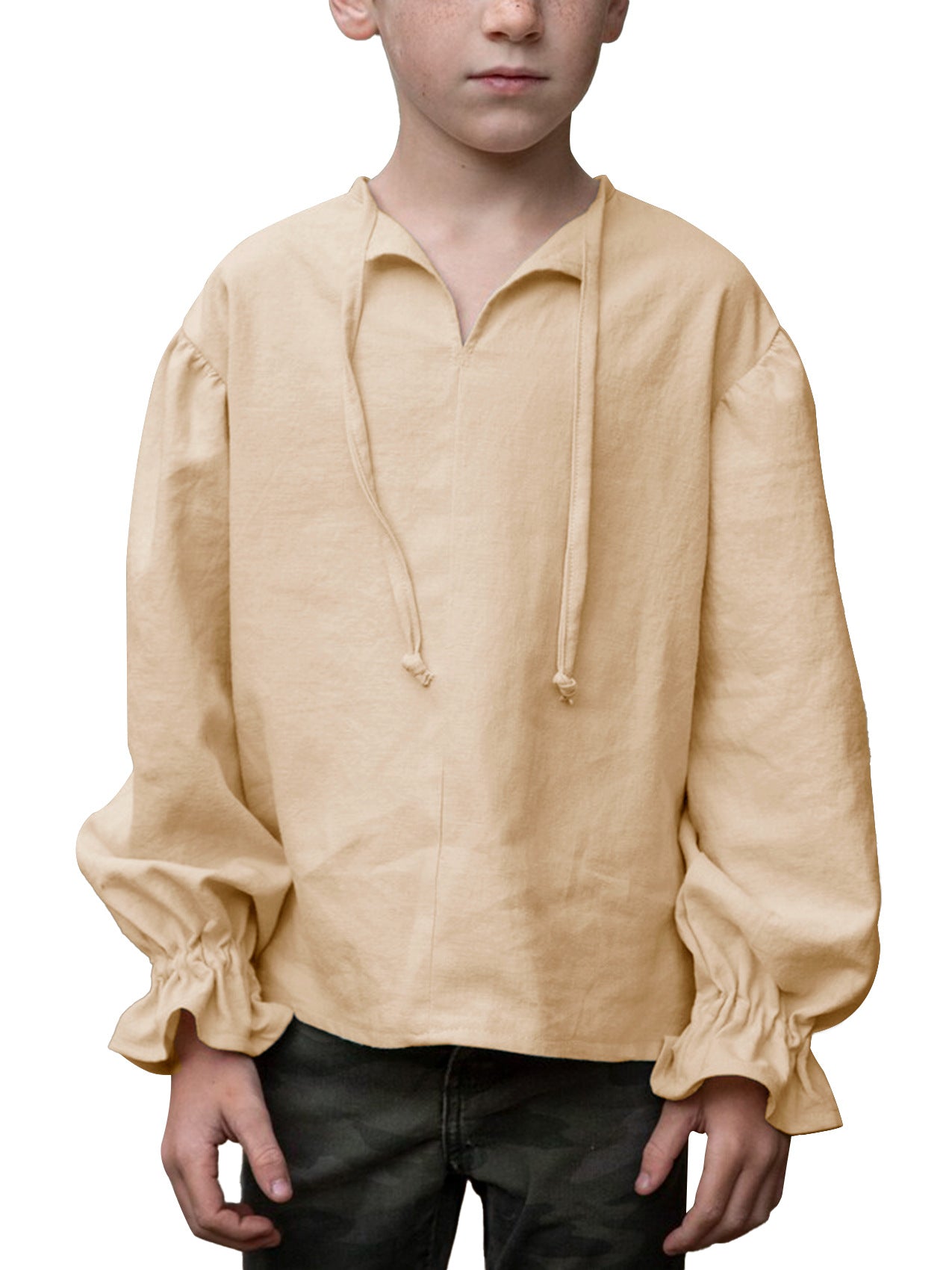 Boys Medieval Pirate Shirt Renaissance Long Sleeve Cotton Costume Top