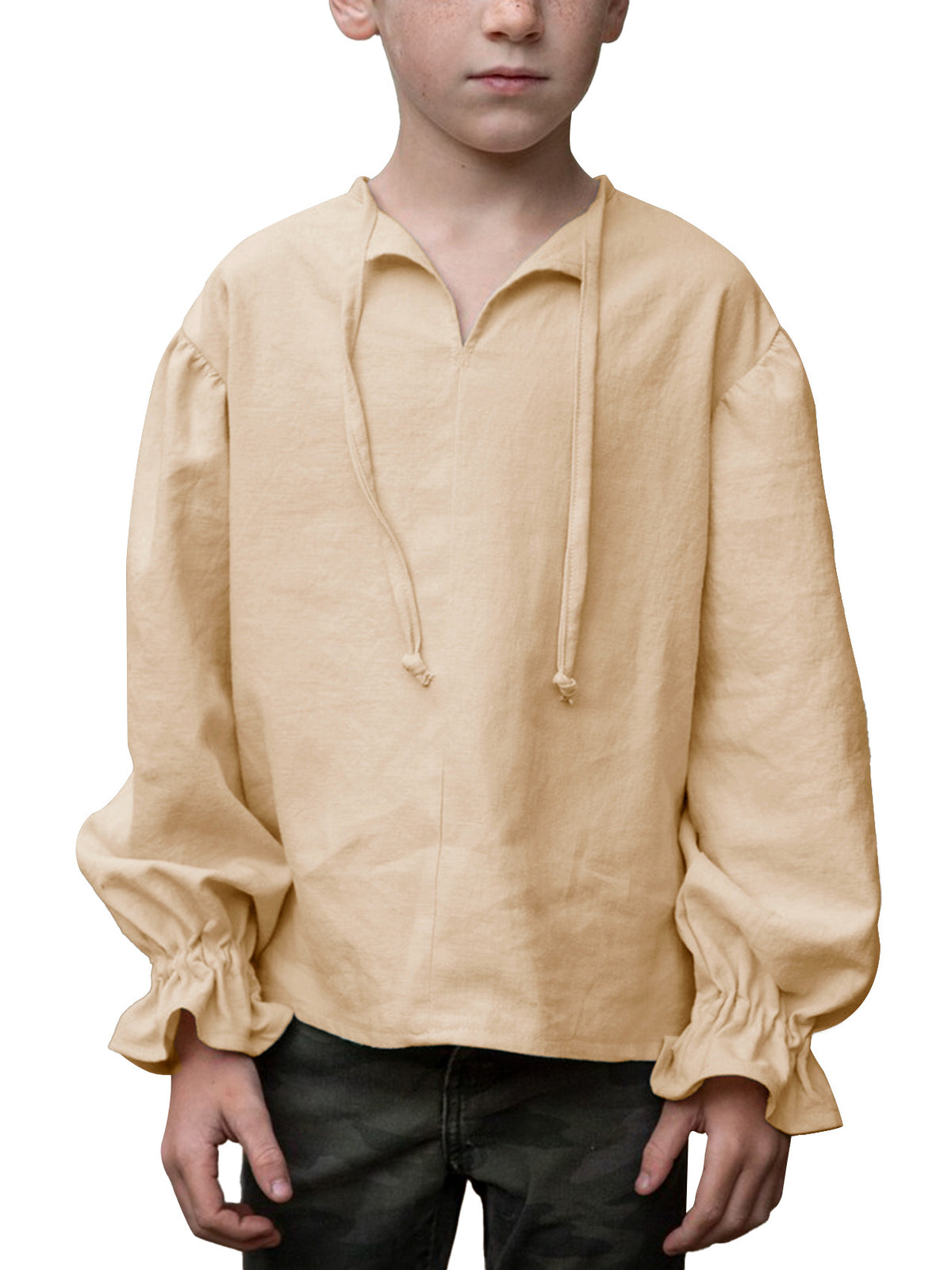 Boys Medieval Pirate Shirt Renaissance Long Sleeve Cotton Costume Top