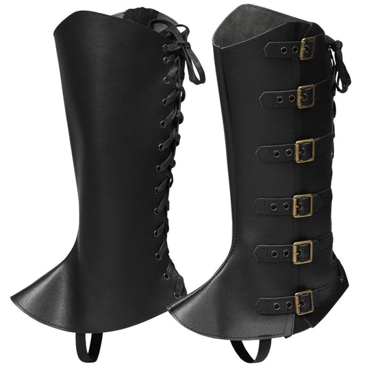 Viking Medieval PU Leather Boot Covers Renaissance Steampunk Leg Shoe Covers Men