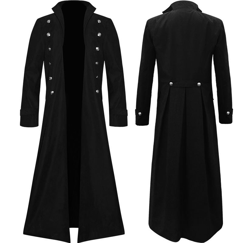 Men's Steampunk Vintage Jacket, Gothic Victorian Frock Coat, Uniform Halloween Costume