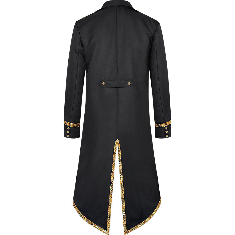 Men Vintage Steampunk Costume Tailcoat Jacket Gothic Victorian Retro Shining Edge Tuxedo Suit