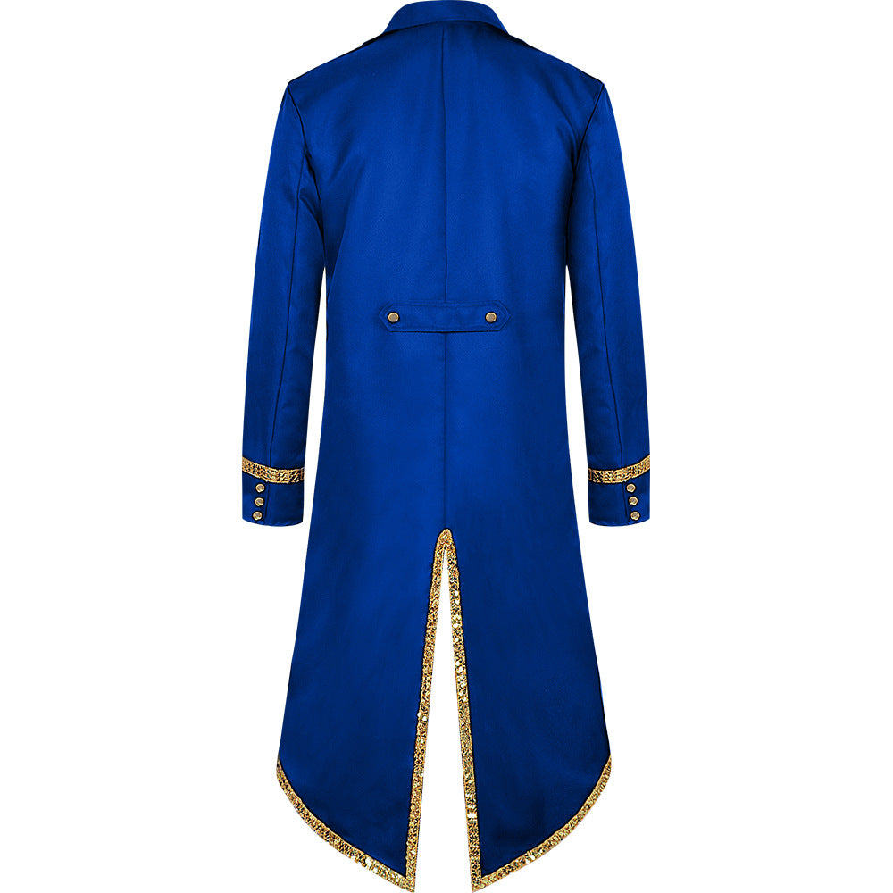 Men Vintage Steampunk Costume Tailcoat Jacket Gothic Victorian Retro Shining Edge Tuxedo Suit