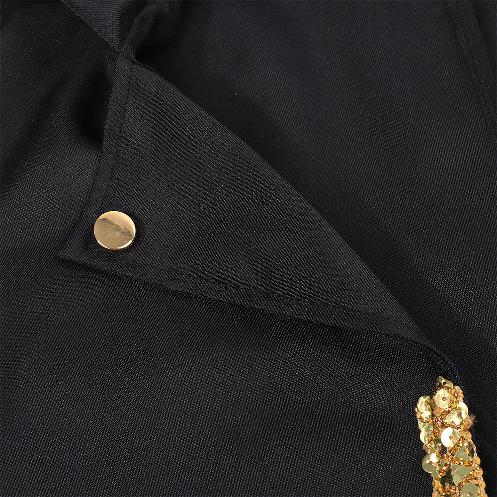 Men Vintage Steampunk Costume Tailcoat Jacket Gothic Victorian Retro Shining Edge Tuxedo Suit