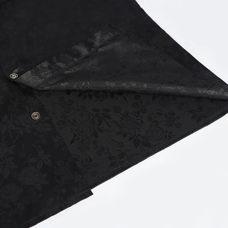 Luxury Black Long Sleeve Button-Up – Wedding / Prom / Party Formal Shirt