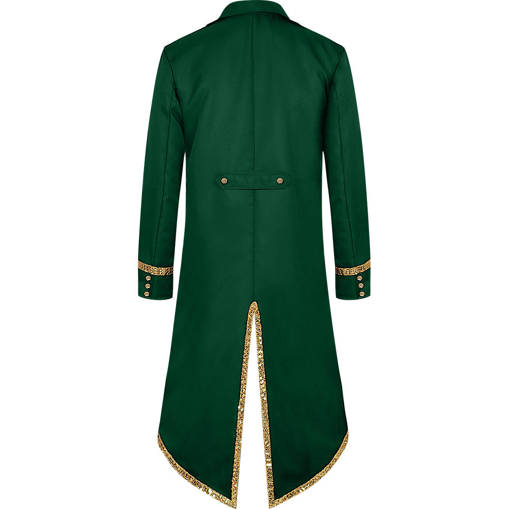 Men Vintage Steampunk Costume Tailcoat Jacket Gothic Victorian Retro Shining Edge Tuxedo Suit