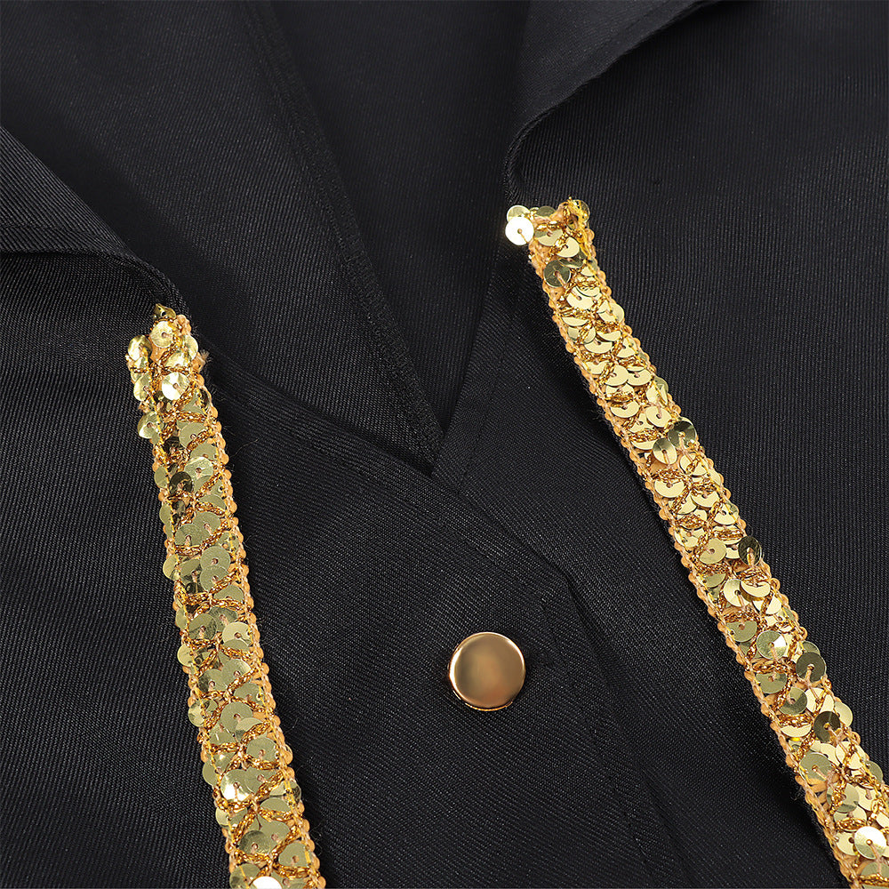 Men Vintage Steampunk Costume Tailcoat Jacket Gothic Victorian Retro Shining Edge Tuxedo Suit