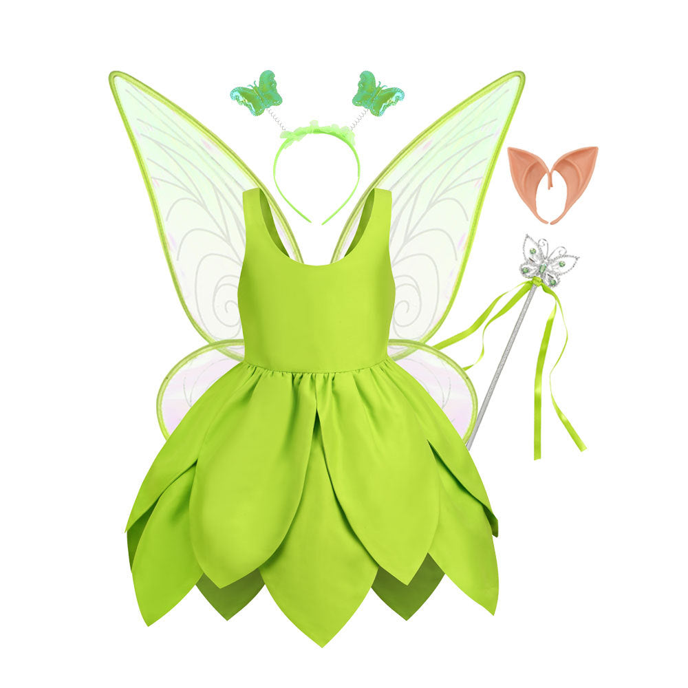 Green Elf Elsa Wonderful Fairy Tinker Bell Princess Dress Tinker Bell