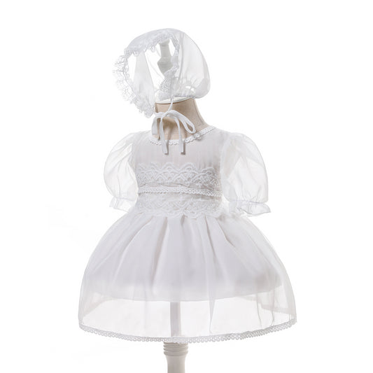 Lightweight Baby Girl Chiffon Lace Christening Dress – Infant Princess Outfit