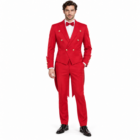 Men's Red Mid-Length Victorian Tailcoat Jacket – Vintage Swallowtail Coat