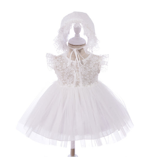 Baby Girl Lace Christening Dress – Lightweight Princess Baptism Gown with Bonnet