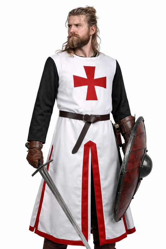 Medieval Tunic Royal Knight Renaissance Roman Mens Costume Warrior Crusader Belt