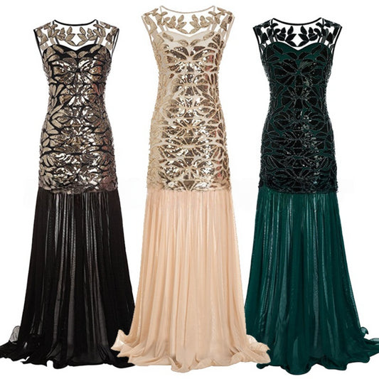 1920s Sequin Gatsby Flapper Long Dress – Mermaid Evening Gown