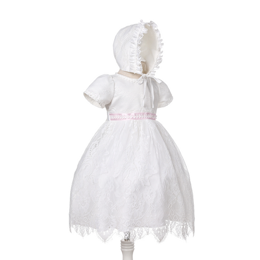 Baby Girl Long Lace Christening Gown – Princess Baptism Dress