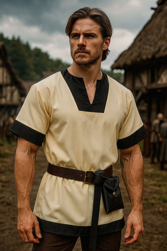 Short Sleeve Medieval Shirt Men's Warrior Top Ancient Theater Soldier Costumes