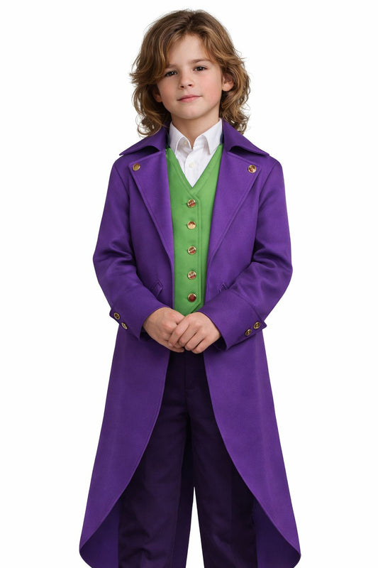 Kids Steampunk Tailcoat Jacket Medieval Gothic Victorian Coat Halloween Costume