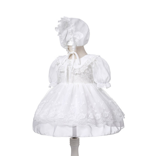 Lightweight Breathable Baby Girl Lace Dress – Ivory Christening Gown