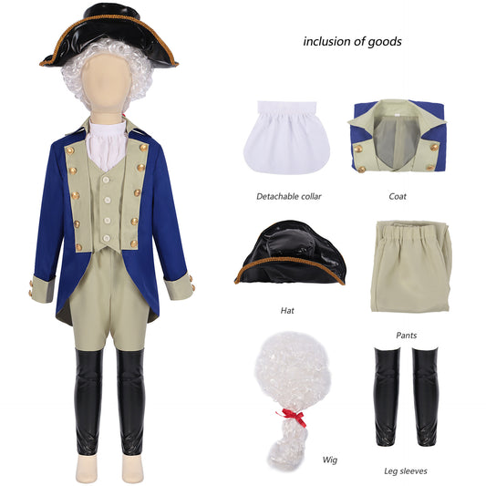 Boys Kids President Governor Costume Steampunk Retro Uniform Stage Outfit 6PCS Full Set