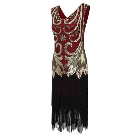 1920s Sequin Flapper Dress for Women – V-Neck Fringe Hem Gatsby Dress for Party, Prom, Cocktail, Halloween